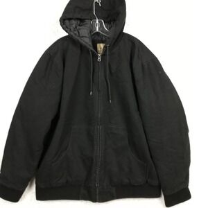 Northcrest Mens Work Jacket Duck Cloth Canvas Hooded Black‎ Insulated Chore L